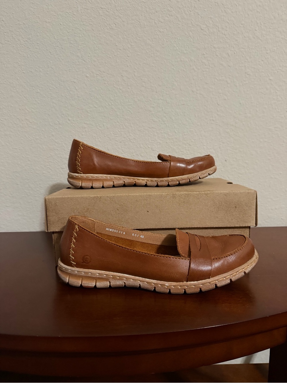 Born Women's Cognac Leather Penny Loafers